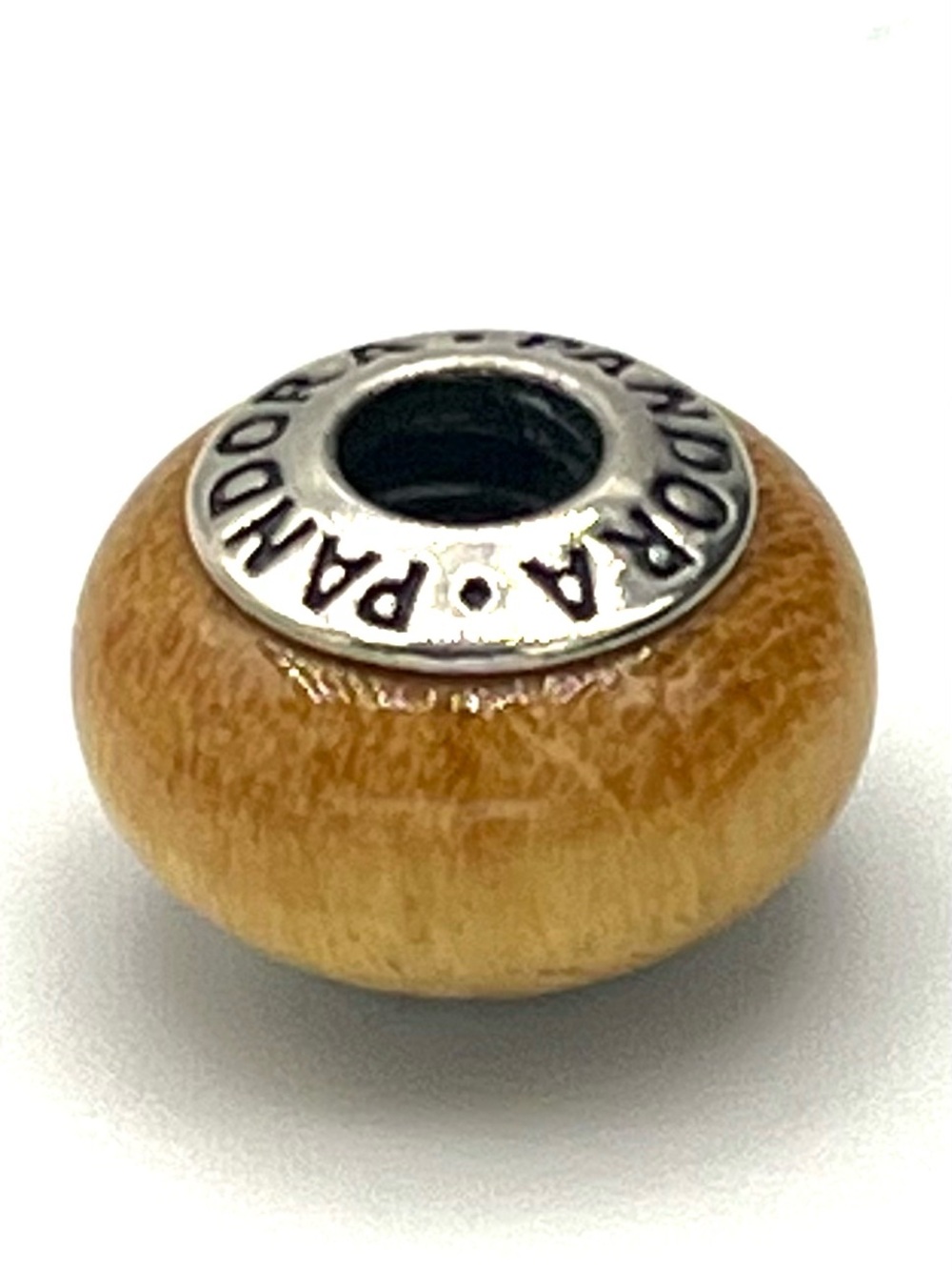 Pandora Pau Amarelo Light Wood Brown Charm with Silver Core Authentic Retired